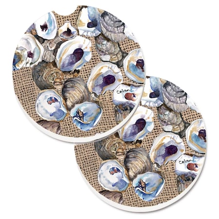 Carolines Treasures Oyster Set of 2 Cup Holder Car Coaster 8734CARC